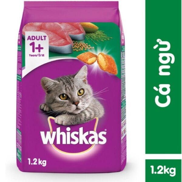 Thức ăn hạt cho mèo trưởng thành Whiskas 1.2kg - vị cá ngừ