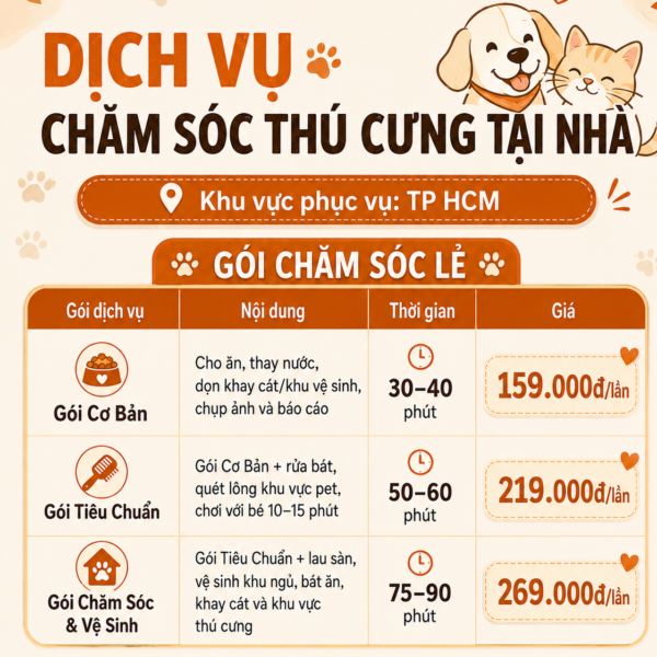 Dịch vụ chăm sóc thú cưng tại nhà TP.HCM từ 159.000đ