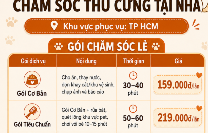 Dịch vụ chăm sóc thú cưng tại nhà TP.HCM từ 159.000đ